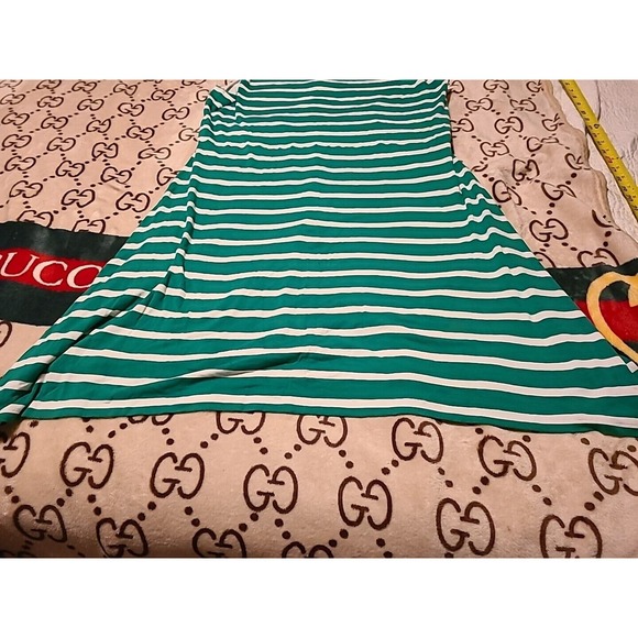 Ann Taylor Sleeveless Green And White Striped Dress Size Womens 14 Rayon Spandex - Picture 4 of 8